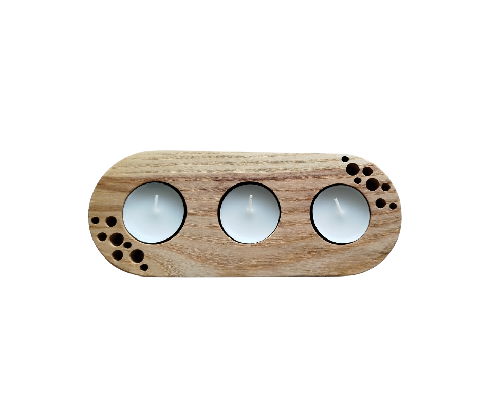 Trippel telysholder med bobler