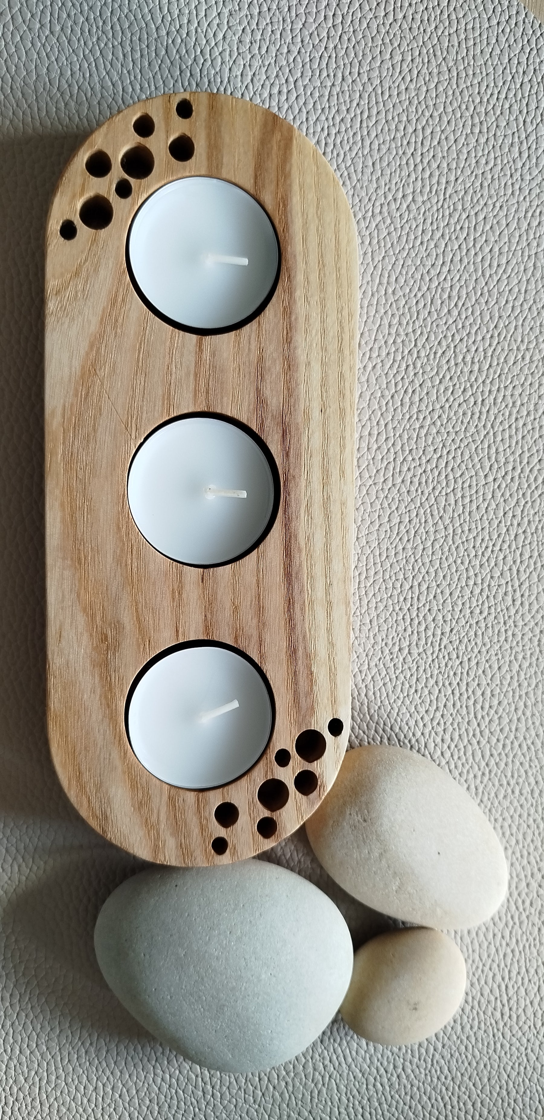 Trippel telysholder med bobler