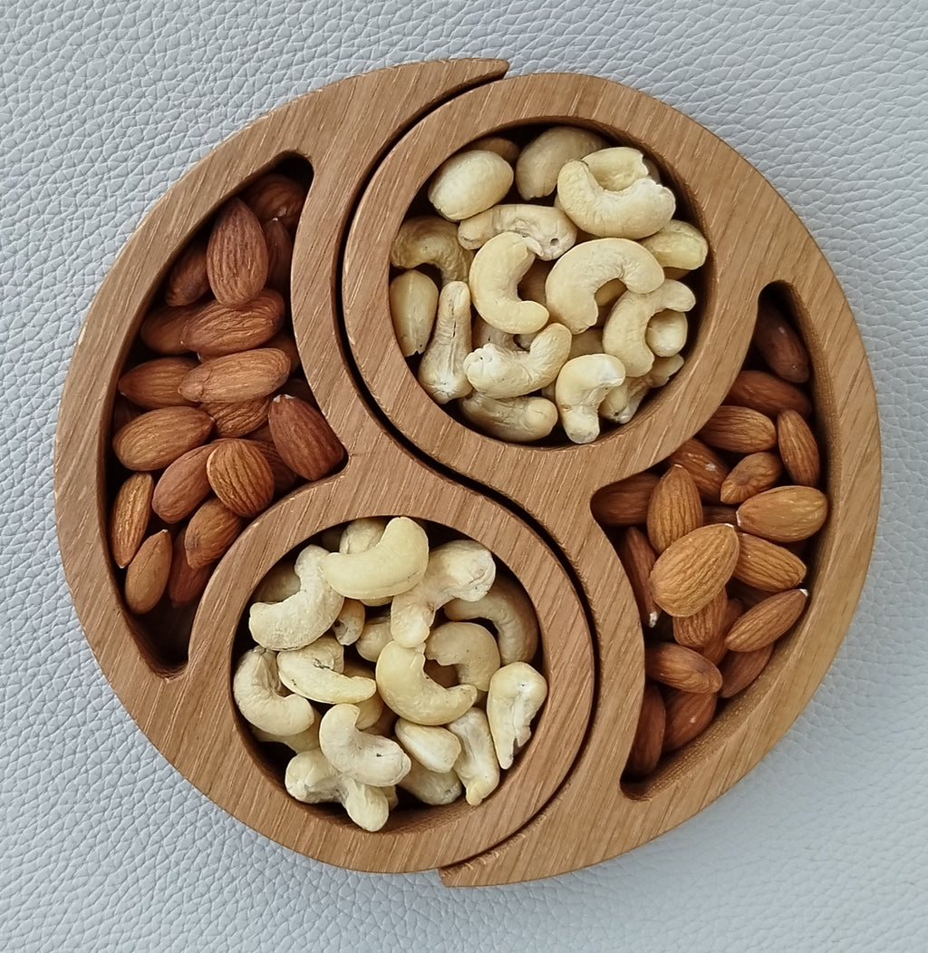 Balanse - todelt treskål i eik